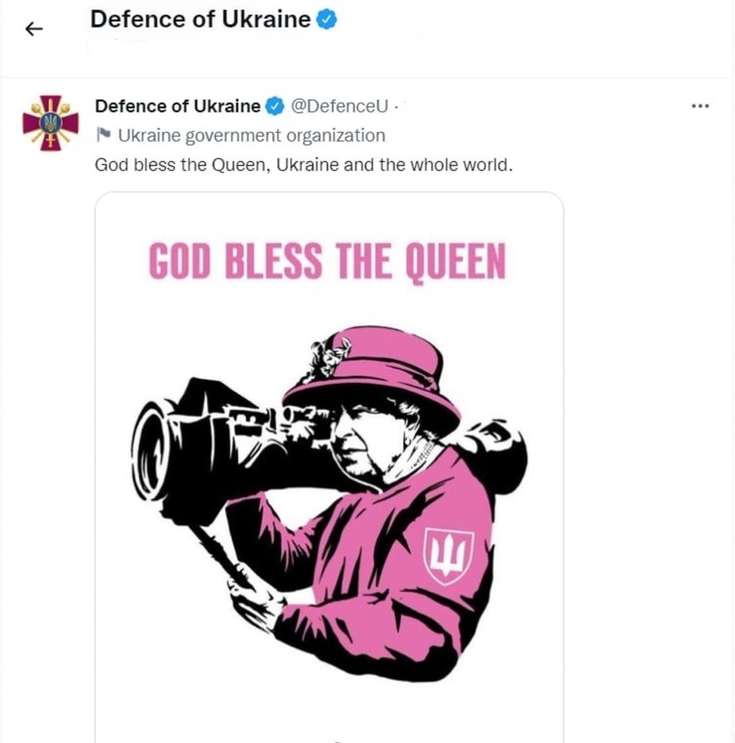 Ukrainian Defence Ministry Publishes Meme with Queen Elizabeth II Armed With Javelin MANPADS