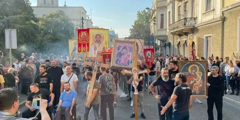A mass march in defence of traditional values took place in Belgrade