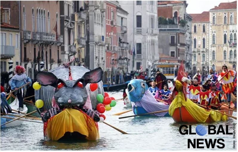 NTD: A rat, a fairy and Elvis Presley travelled by gondola through the canals of Venice