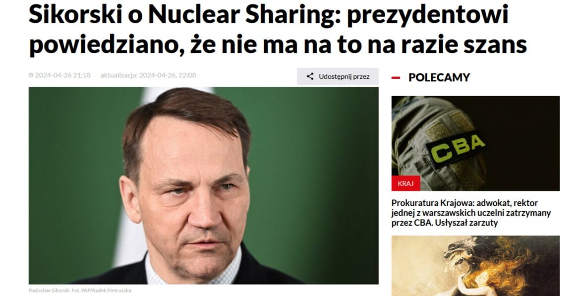 The Polish government criticized its own president for speculating arbitrarily about nuclear weapons